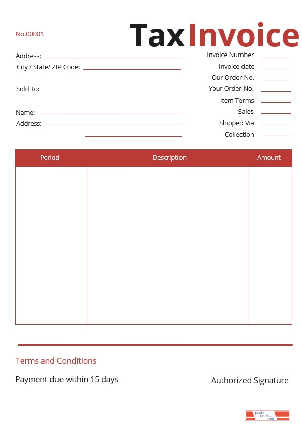 Commercial Tax Invoice Template PSD template